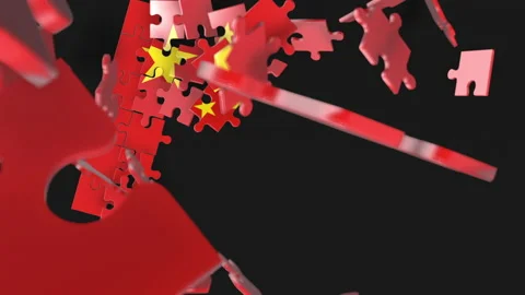 Animation of jigsaw puzzle assemble. Problem solving and completing concept.  Stock Footage 154339210