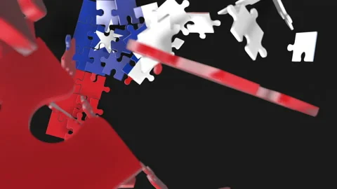 Animation of jigsaw puzzle assemble. Problem solving and completing concept.  Stock Footage 154339323