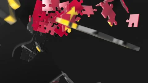 Animation of jigsaw puzzle assemble. Problem solving and completing concept.  Stock Footage 154344104