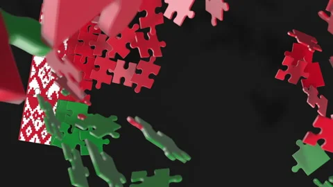 Animation of jigsaw puzzle assemble. Problem solving and completing concept.  Stock Footage 154622790