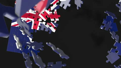 Animation of jigsaw puzzle assemble. Problem solving and completing concept.  Stock Footage 154623235