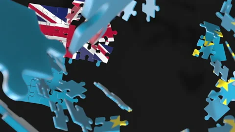 Animation of jigsaw puzzle assemble. Problem solving and completing concept.  Stock Footage 154624560