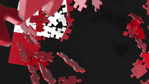 Animation of jigsaw puzzle assemble. Problem solving and completing concept.  Stock Footage 154625324