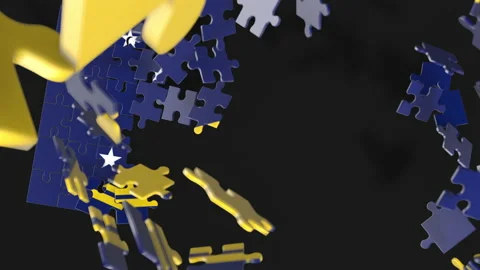 Animation of jigsaw puzzle assemble. Problem solving and completing concept.  Stock Footage 154625583