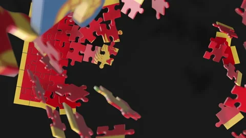 Animation of jigsaw puzzle assemble. Problem solving and completing concept.  Stock Footage 154635001