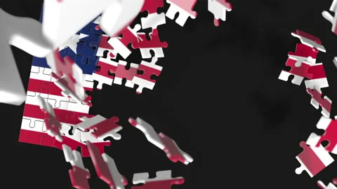 Animation of jigsaw puzzle assemble. Problem solving and completing concept.  Stock Footage 154636591