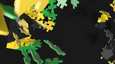 Animation of jigsaw puzzle assemble. Problem solving and completing concept.  Stock Footage 154637945