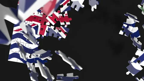 Animation of jigsaw puzzle assemble. Problem solving and completing concept.  Stock Footage 154643699