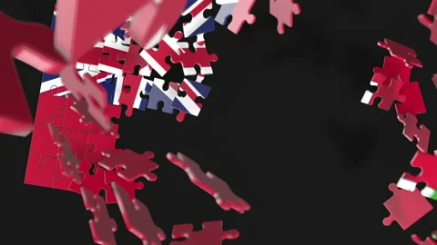 Animation of jigsaw puzzle assemble. Problem solving and completing concept.  Stock Footage 154644228