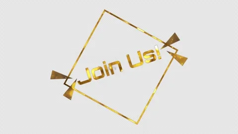 Animation of Join Us cinematic trailer title golden glittering text Stock Footage 301977466