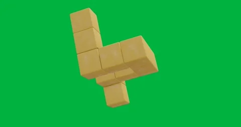 Animation of joined 3d yellow cube shape rotating on transparent background Stock Footage 317925356