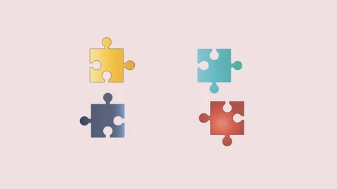 Animation of joining four puzzles Stock Footage 120118885