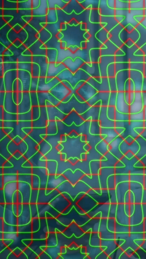 Animation of kaleidoscopic pattern, molecular structures over man drinking Stock Footage 321581171