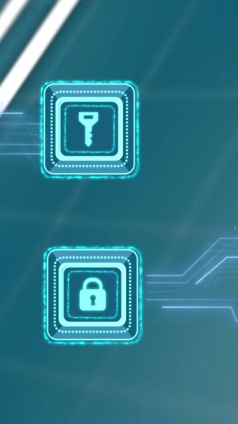 Animation of key and padlock icon over data processing and globe 스톡 동영상 344614564
