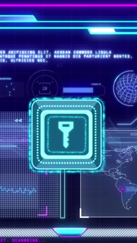 Animation of key icon over data processing on black background Stock Footage 342642606