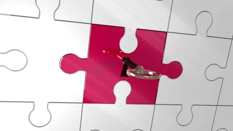 Animation of key unlocking pink puzzle a... | Stock Video | Pond5
