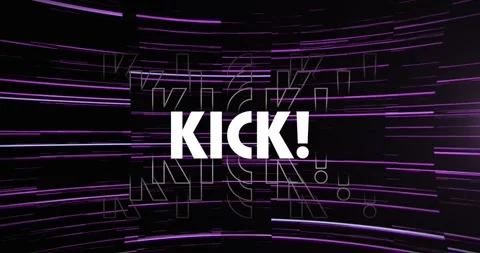 Animation of kick text with exclamation over lens flare moving and cubes against Stock Footage 329854572