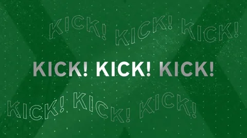 Animation of kick text in white letters in repetition on grey background Stock Footage 347298481