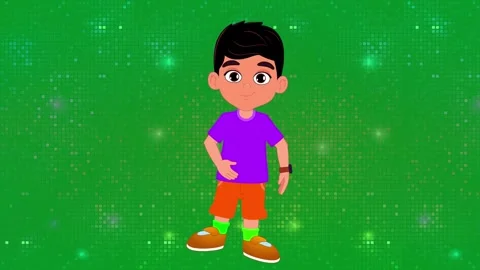 Animation of a kid is dancing on a green background. Stock Footage 303685519