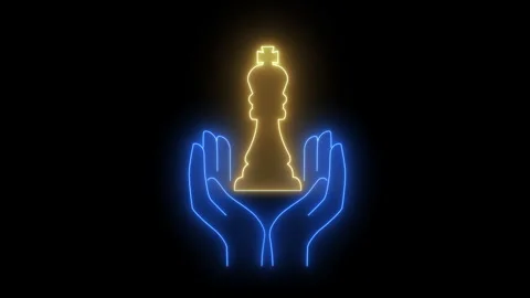 An animation king chess showing on human palm. Video stock 276878906
