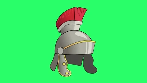 Animation knight helmet on green background. Stock Footage 253248162