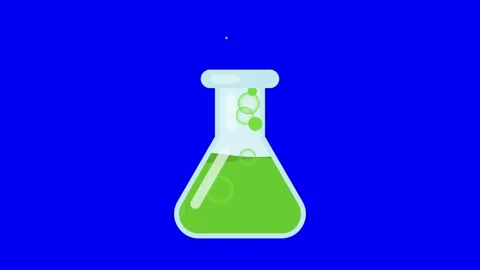 Animation of laboratory beaker being filled with green coloured chemical liquid. Stock Footage 153308964