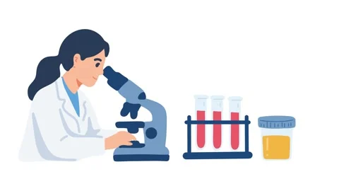 Animation of laboratory medical analysis under microscope Stock Footage 340956573