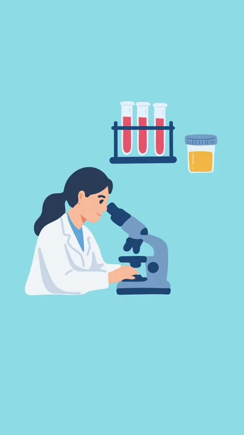 Animation of laboratory medical testing under microscope Stock Footage 340956459