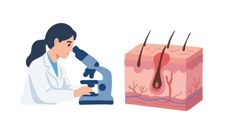 Animation laboratory skin analysis under microscope Stock Footage 340825772