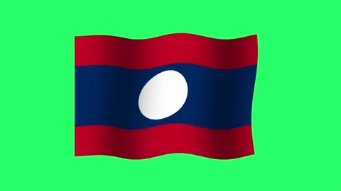 Animation Laos flag on green background. Stock Footage 199170535