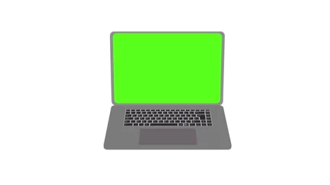 Animation of laptop computer with green screen, graphic mockup of notebook Stock Footage 136857022