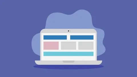 Animation of a laptop screen displaying a web layout loading content for bu.. Stock Footage 339260517