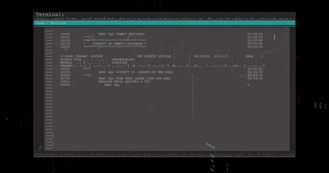 Animation of layers of binary and text data processing on black background Stock Footage 267186977