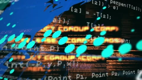 Animation of layers of data processing and blue world map on dark background Stock Footage 245332831