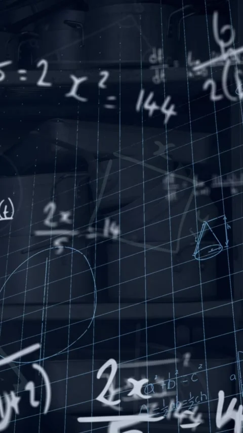 Animation of layers of mathematical formulae and equations on black background Stock Footage 344706401
