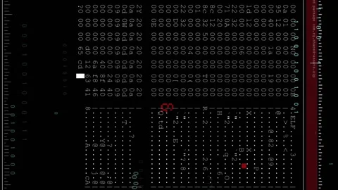 Animation of layers of text and binary data processing on black background Stock Footage 313395178