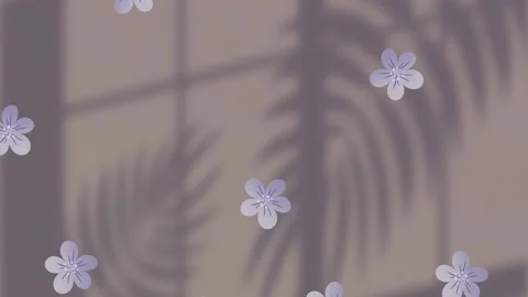 Animation of leaf pattern with flowers on brown background Stock Footage 156394329
