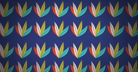 Animation of leaf shaped icons in seamless pattern against copy space on blue Stock Footage 248503024