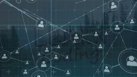 Animation of learn coding text and network of connections over landscape Stock Footage 316664910