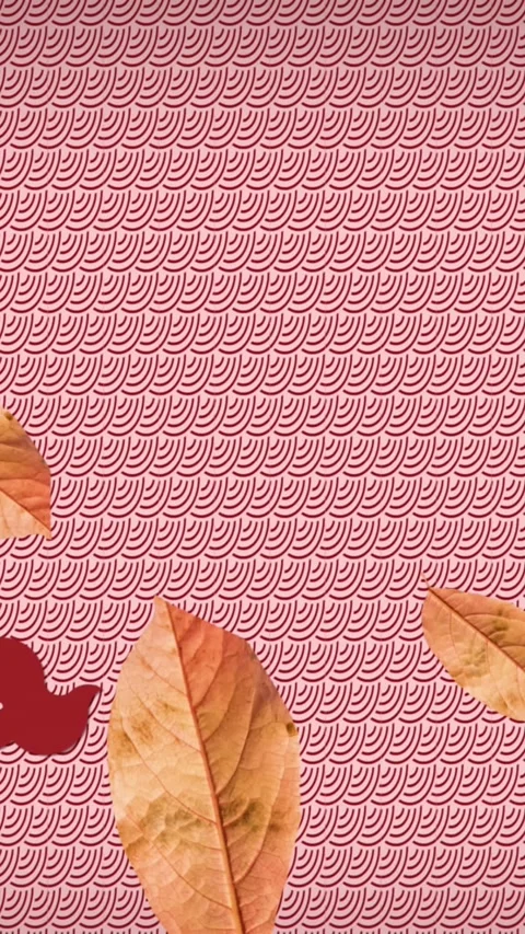 Animation of leaves falling over chinese traditional decorations with rabbit on Stock Footage 323909380