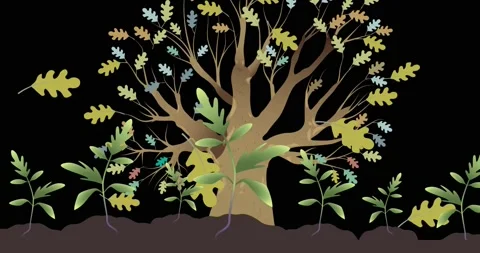 Animation of leaves floating over tree o... | Stock Video | Pond5