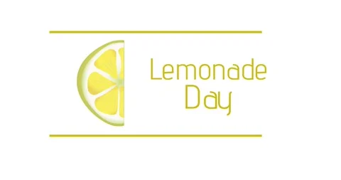 Animation of lemonade day text and lemon icon over white background Stock Footage 329359494
