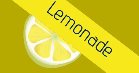Animation of lemonade text and lemon icon over orange background Stock Footage 328259517