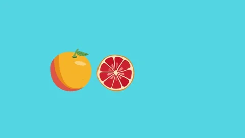 Animation of lemons, grapefruit, orange moving over blue background. Fruit, citr Stock Footage 306943343