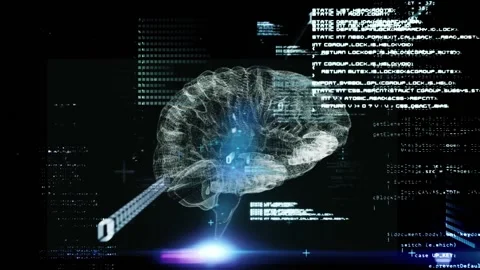 Animation of lens flares, binary codes and programming language over digital Stock Footage 328709604