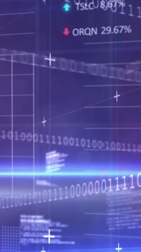 Animation of lens flares over graphs, computer language, graphs and trading Stock Footage 321039337