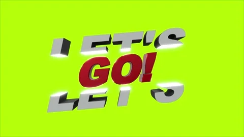 Animation of LET'S GO text on green background - separate alpha channel 스톡 동영상 260606251