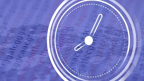 Animation of letters and cogs over clock moving Stock Footage 200809797