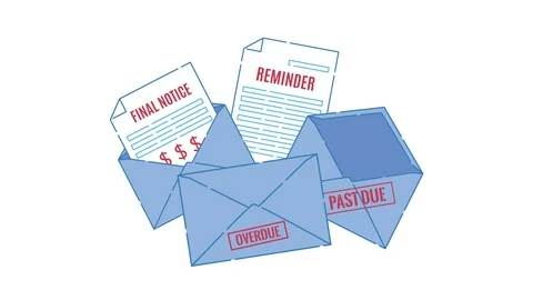 Animation of letters with invoice, payment reminder notice, overdue statement Stock Footage 119220234