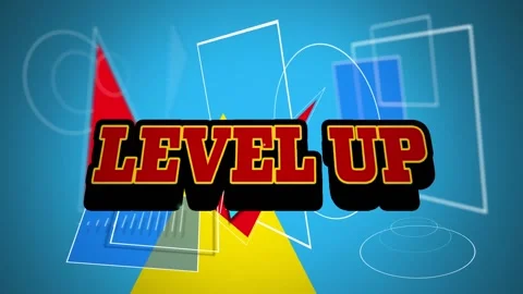 Animation of level up text over abstract... | Stock Video | Pond5
